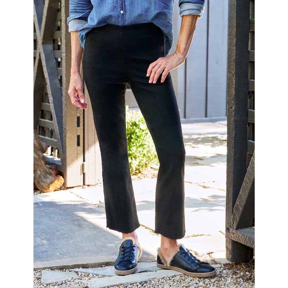 Frank & Eileen Killian Illusion Crop Flare Pull On Jean Women's 27 Black Stretch